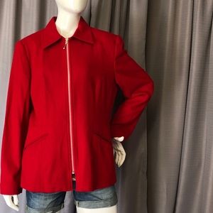 RED BLAZER JACKET WITH DRESSY ZIPPER FULLY LINED